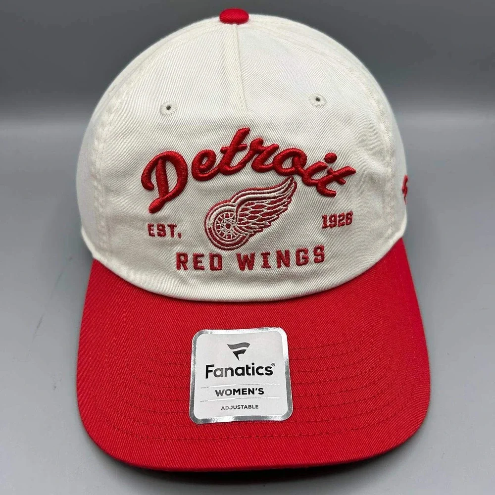 Detroit Red Wings Hat Women White Red NHL Fanatics Strap Back Cap Cotton New
